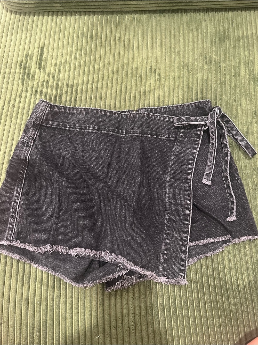 We The Free Black Denim Wrap Skort with Side Tie